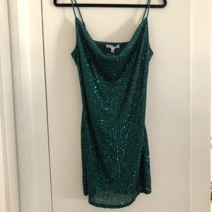 Emerald mini sequin dress